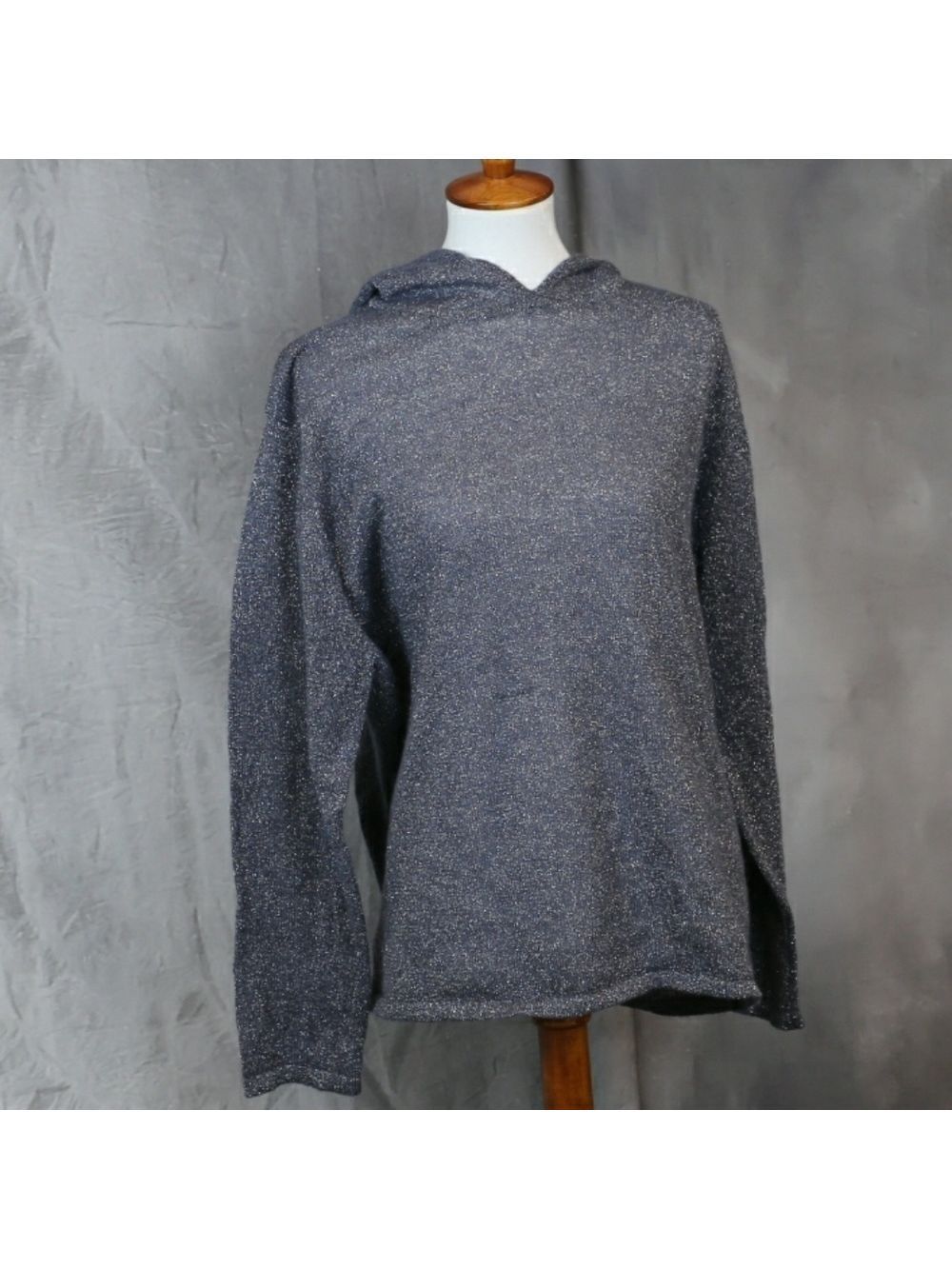 Jones New York dusty blue metallic silver hoodie L